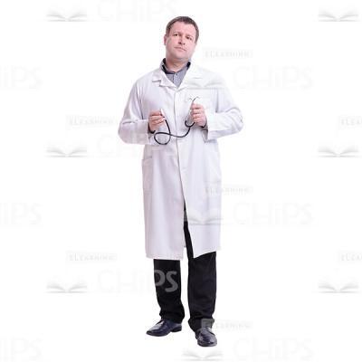 Pensive Doctor Holding The Stethoscope Cutout Photo-0