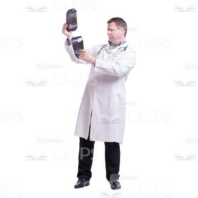 Cutout Photo Doctor Turned To The Right Checking Two Roentgens -0