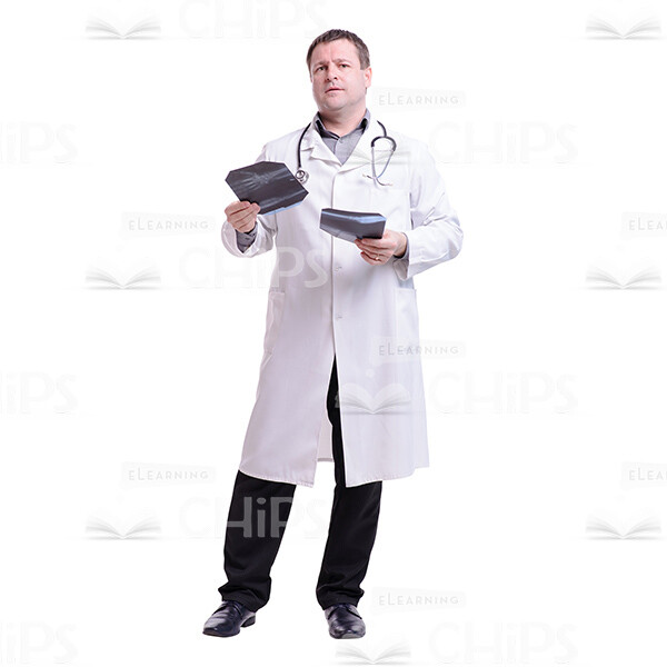 Cutout Photo Doctor Looking At The Camera Holding Two Roentgens -0