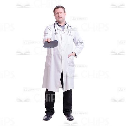 Cutout Photo of Serious Doctor Extending X-rays -0