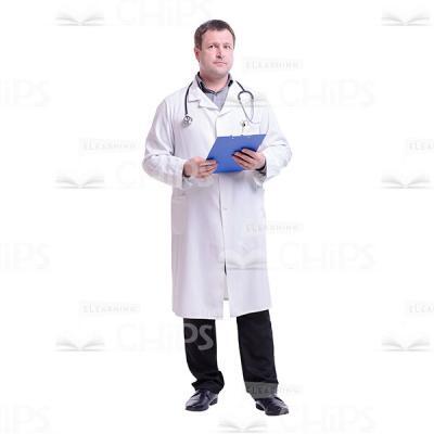 Cutout Image of Middle-aged Doctor Holding a Folder in His Hands-0