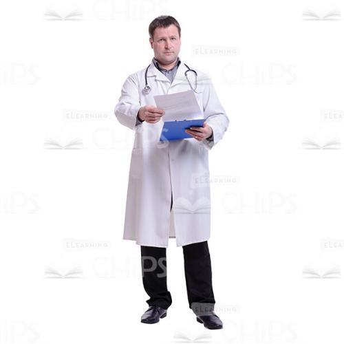Cutout Picture of Calm Doctor Holding a Piece of Paper and Looking at the Camera-0