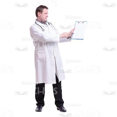 Cutout Picture of Middle-aged Doctor Pointing with His Pen and Looking at the Folder-0
