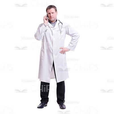 Serious Doctor Using Handy Cutout Photo-0