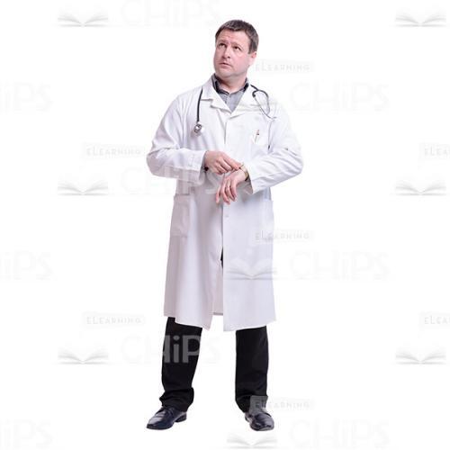 Doctor Winding His Wrist-Watch Cutout Photo-0