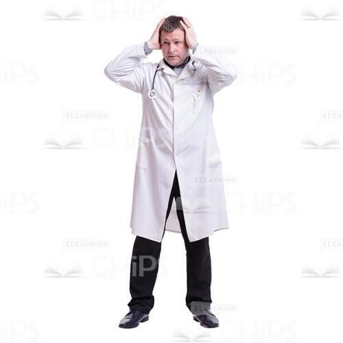 Doctor With The Raised To The Head Hands Cutout Photo-0