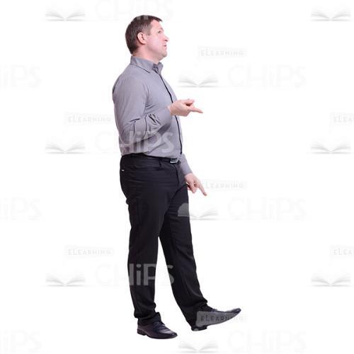 Cutout Image of Thoughtful Middle-aged Man Pointing with His Forefingers-0