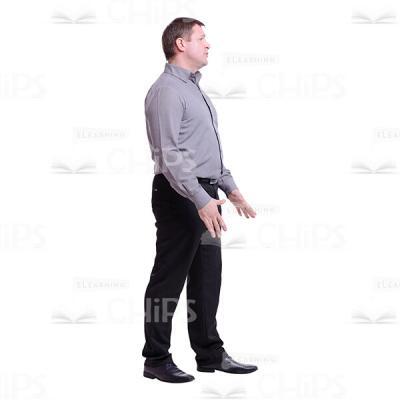 Cutout Picture of Middle-aged Man Explaining Something and Gesticulating-0