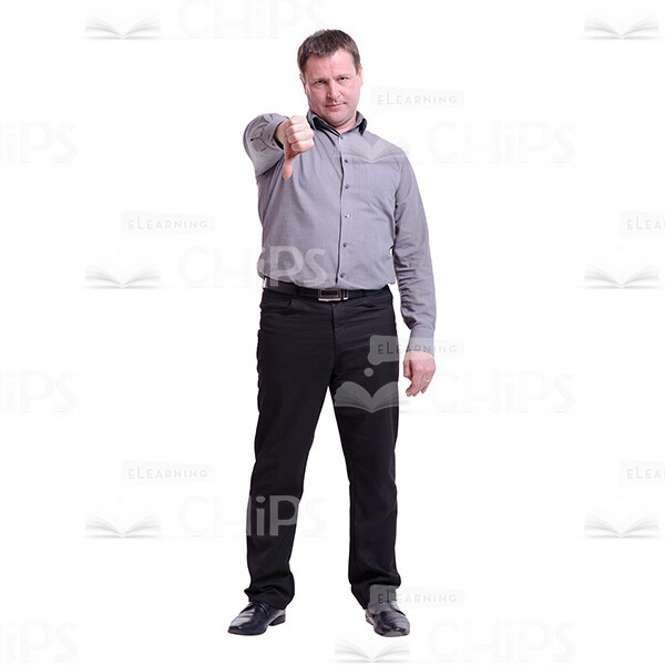 Cutout Image of Disappointed Middle-aged Man with Thumb down Gesture-0