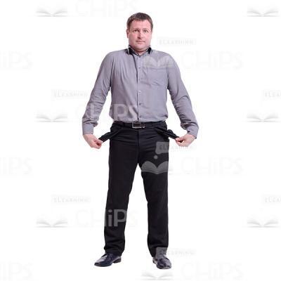 Cutout Image of Confused Middle-aged Man Turned His Pockets out-0