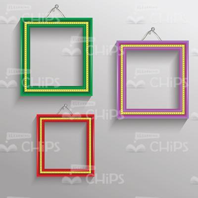Colored Empty Picture Frames On Wall Vector Artwork-0