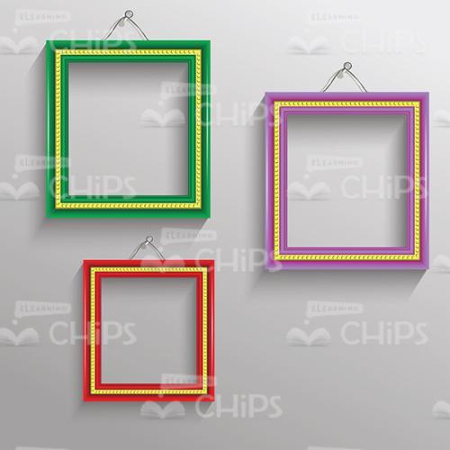 Colored Empty Picture Frames On Wall Vector Artwork-0