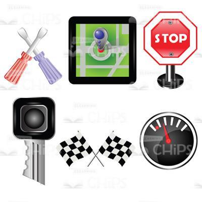 Racing Icons Set Vector Image-0