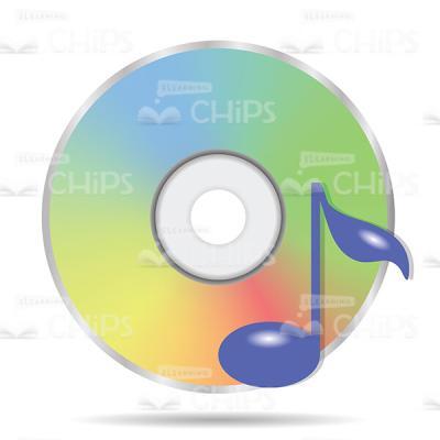 Compact Disk with Music Note Vector Icon-0