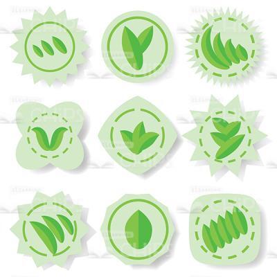Green Leaves Vector Icon Set -0
