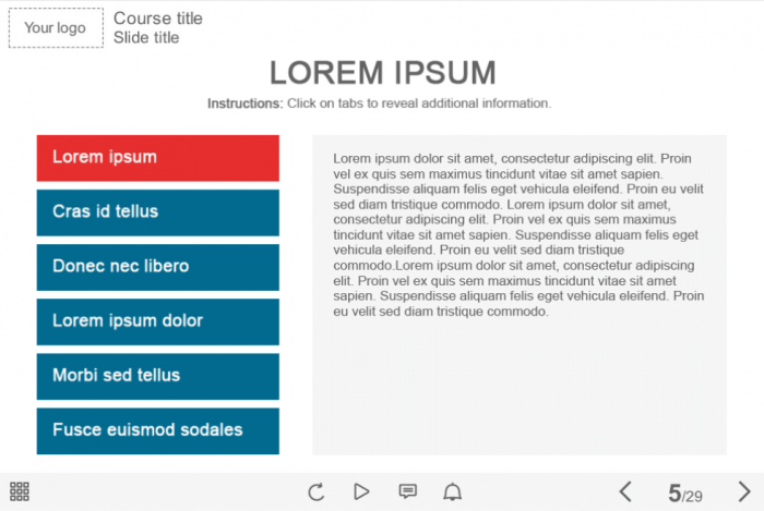 Slide with Tabs — Download Adobe Captivate Course Starter Template