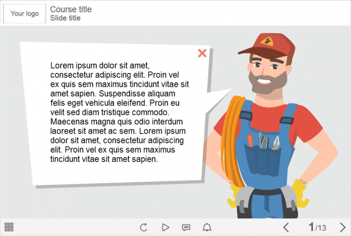 Vector Repairman with Popup — Lectora Publisher Course Template