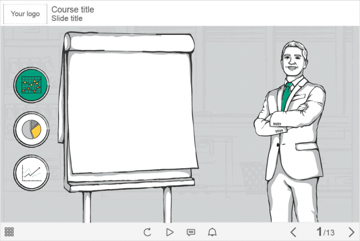 Confident Vector Man Character — e-Learning Templates for Lector Publisher