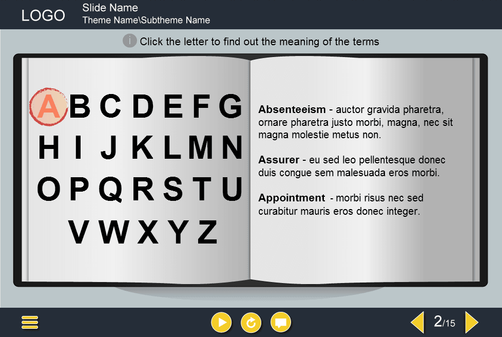 Clickable Letters — Download Lectora Publisher Templates Clickable Letters — Download Lectora Publisher Templates