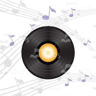 Vynil Music Plate With Notes Vector Image-0