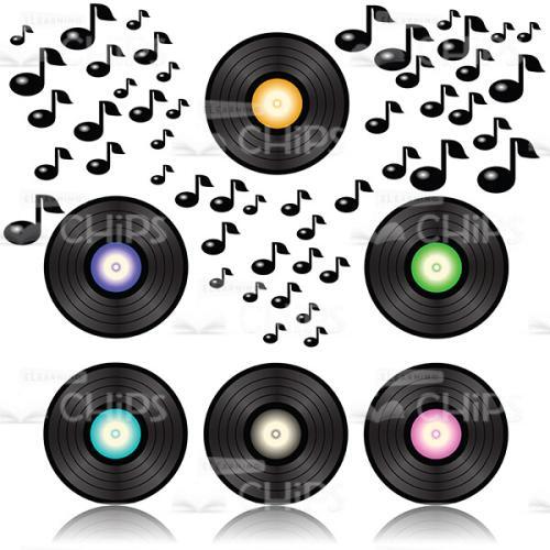 Vinyl Music Plates with Notes Vector Artwork-0