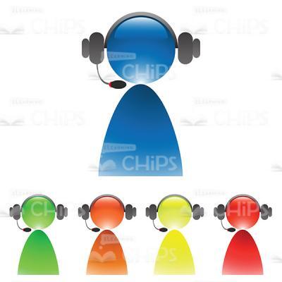 Colored Customer Service Representative Silhouettes Vector Image-0