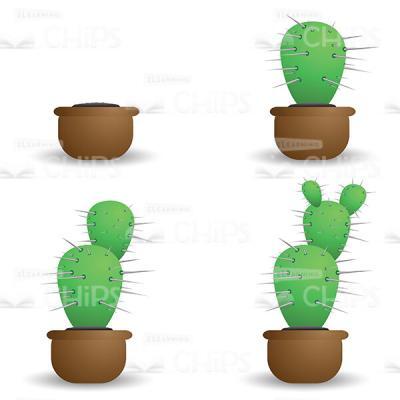 Cactus in Pots Set Vector Image-0