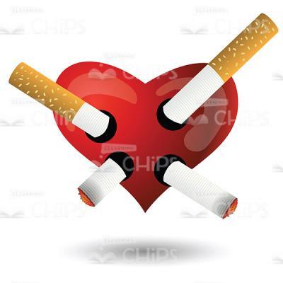 Cigarettes Pierced Through Heart Vector Image-0