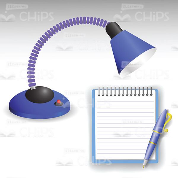 Table Lamp with Notepad and Pen Vector Image-0