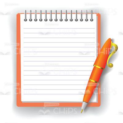 Orange Pen And Notepad Vector Image-0