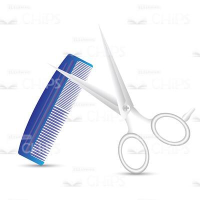 Hairdresser's Comb and Scissors Vector Image-0