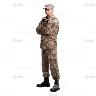 Crossed Arms Mid-Aged Colonel Standing Sideway Cutout Photo-0