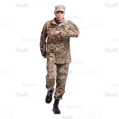 Marching Mid-Aged Military Man Cutout Photo-0