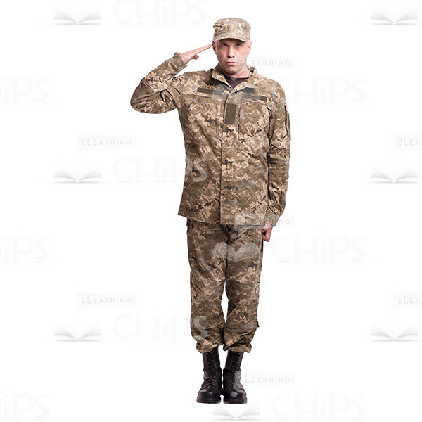 Saluting Mid-Aged Military Man Cutout Photo-0
