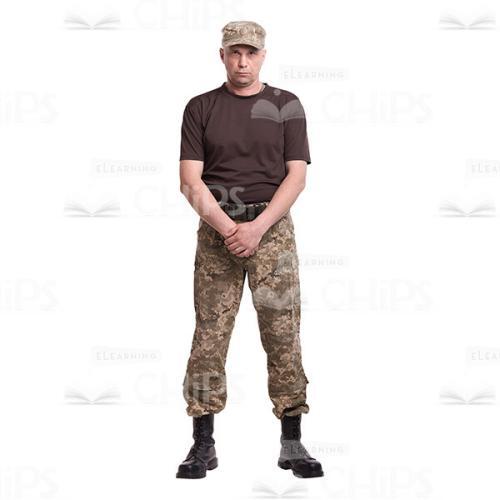 Calm Mid-Aged Military Man With The Crossed Hands Cutout Photo-0
