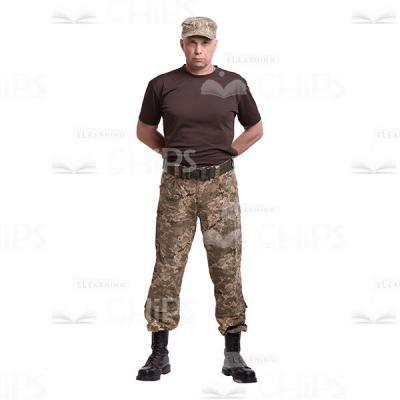 Mid-Aged Soldier With The Crossed Behind His Back Hands Cutout Photo-0