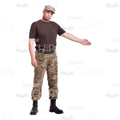 Pointing Mid-Aged Soldier Cutout Photo-0