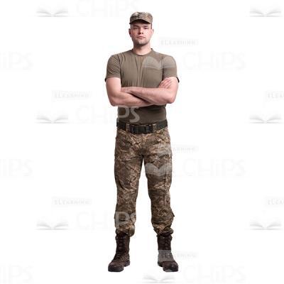 Young Soldier Standing With The Crossed Arms Cutout Photo-0