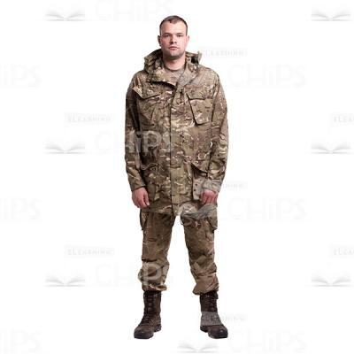 Calm Young Soldier In The Camouflage Cutout Photo-0