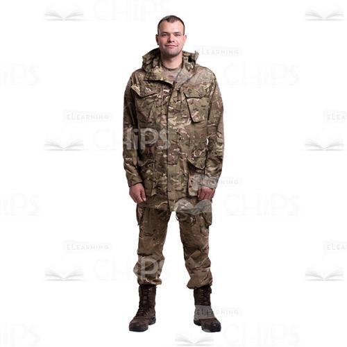 Smiling Young Soldier In The Camouflage Cutout Photo-0
