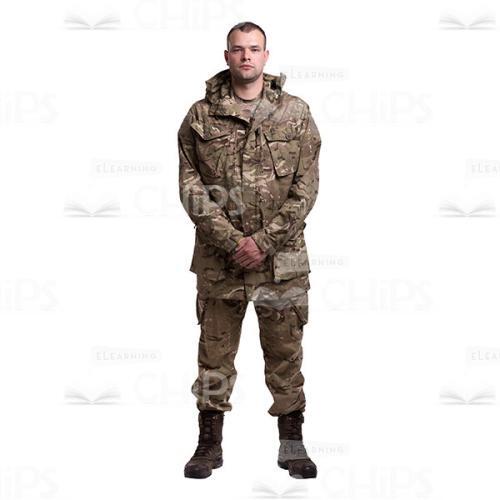 Crossed Hands Young Soldier In The Camouflage Cutout Photo-0