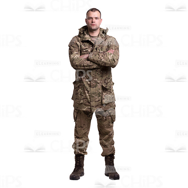 Crossed Arms Young Soldier In The Camouflage Cutout Photo-0