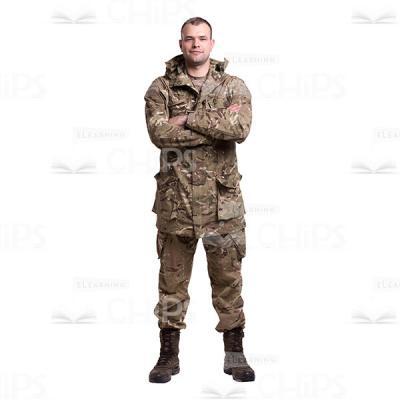 Smiling Crossed Arms Young Soldier In The Camouflage Cutout Photo-0