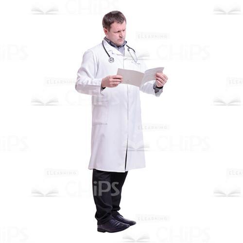 Cutout Photo of Focused Doctor Looking through the Health Card-0