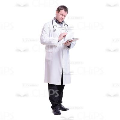 Cutout Photo of Focused Doctor Turning a Page-0