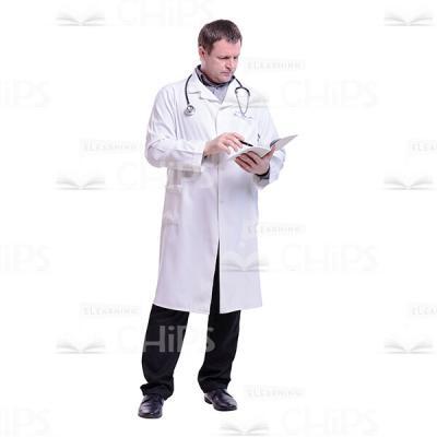 Cutout Picture of Focused Doctor Indicating Something in the Medical Card-0