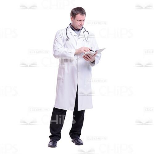 Cutout Picture of Attentive Doctor Showing Something with the Pen in the Health Record-0