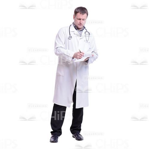 Cutout Picture of Focused Doctor Writing in a Health Card-0