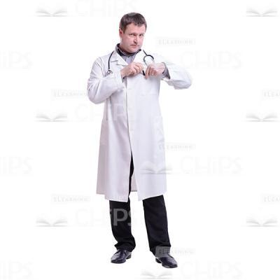 Cutout Image of Middle-aged Doctor Hiding His Pen -0