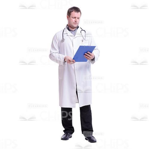 Cutout Picture of Middle-aged Doctor Looking at the Folder in His Hands-0